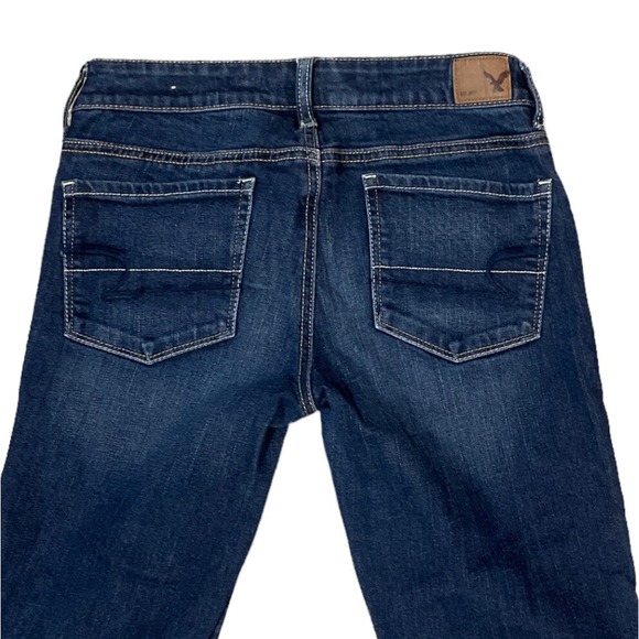 American Eagle Women Sz 6 Regular Skinny Stretch Blue Denim Jeans Measures 29x30 - Picture 3 of 5